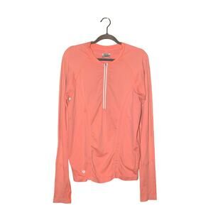 ATHLETA $98 Peach Coral Long Sleeve Half Zip Tracker Running Shirt XL